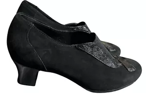 Munro Heels Womens 5 1/2wDress Pumps Black Suede Casual Slip On Round Toe Spool - Picture 1 of 5