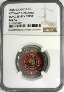 2008 CANADA $1 OTTAWA SENATORS - ROAD JERSEY CREST NGC MS 66 - Picture 1 of 2