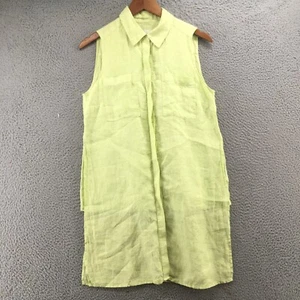 Chicos Shirt Dress Womens 0 Green Sleeveless Collared Front Pockets Button Up - Picture 1 of 19