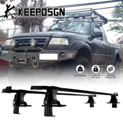 Barras transversales de techo superior portaequipajes de carga con bloqueo de aluminio para Ford Ranger Foto 1 de 4
