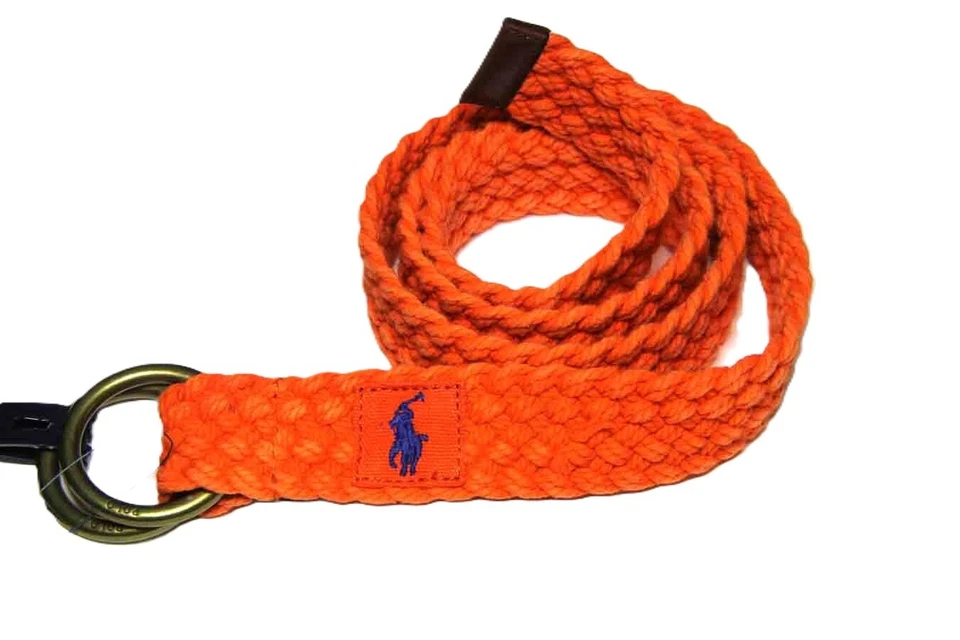 NOVO Polo Ralph Lauren DUPLO O-RING Cinto de Lona Trançado Laranja Masculino Tamanho Pequeno - Imagem 1 de 1