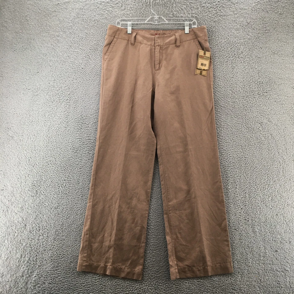 Брюки женские Ruff Hewn широкие штанины Chino 12 бежевые хлопковая смесь с высоким подъемом на молнии Fly НОВЫЕ - Изображение 1 из 4