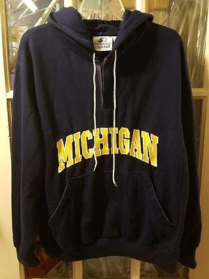 VINTAGE Michigan Wolverines EMBROIDERED 3-Button Hoodie Adult L March Madness - Image 1 of 4
