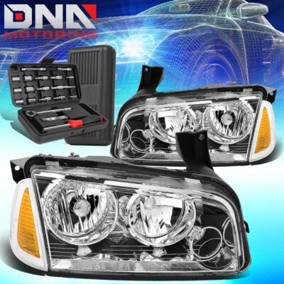 PARA 2006-2010 CARREGADOR DODGE LX OE ESTILO CROMADO ÂMBAR LÂMPADAS LATERAIS + FERRAMENTAS - Imagem 1 de 4