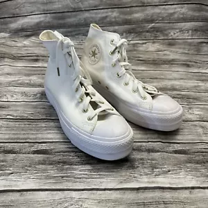 Converse Chuck Taylor All Star High Top White Platform Shoes Size 10 Womens - Picture 1 of 12