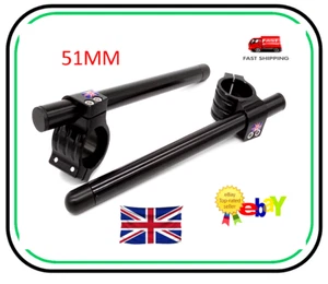 51mm Clip On Handlebars - Motorcycle Black - UK SELLER - Picture 1 of 11
