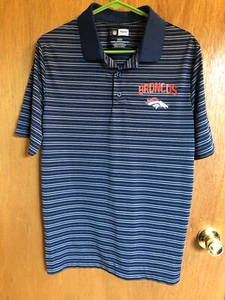 NFL Broncos shirt Mens M medium striped blue grey polo Denver Broncos football - Picture 1 of 4