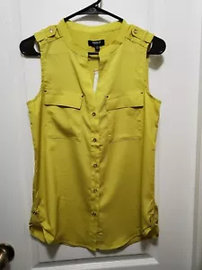 PREMISE Women's Blouse Sleeveless Button Down  Lime Matcha Size XS - Picture 1 of 7