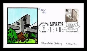 DR JIM STAMPS US COVER INTL STYLE OF ARCHITECTURE 1940S FDC HAND COLORED - Picture 1 of 2