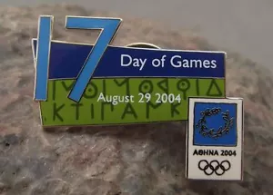 2004 Athens Summer Olympic Games Official Logo 17 Days Greece Tie Pin Badge - Picture 1 of 4