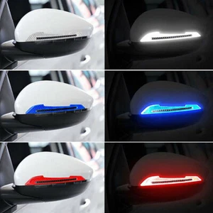 1 Pair Reflective Carbon Fiber Car Side Mirror Warning Molding Trims Accessories - Foto 1 di 15