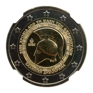 2 € Euro 2020 Greece Bi - Metallic Coin NGC MS 66 Battle of Thermopylae - Picture 1 of 4