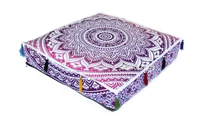 18X5" Square Mandala Cushion Cover Floor Pillow Cover Unfilled Zafu Pillow D-23 - Picture 1 of 4