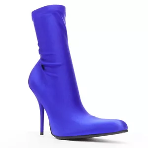 BALENCIAGA Demna blue lycra high heeled sock boots EU36 Kim Kardashian - Picture 1 of 10