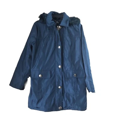 DENNIS от Dennis Basso пальто женщин большой искусственного меха отделки нейлона с капюшоном Streetwear - Изображение 1 из 4