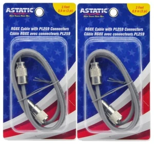 Lote de 2 Antenas de Radio Astatic A8X3 CB/HAM RG8X Cable Coaxial con PL259 - 3 Pies - Imagen 1 de 6