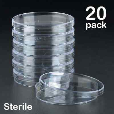 Pack Of 20 Sterile Petri Dishes Agar Plates  - 90 X 15mm • 12.30£