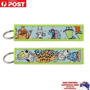 90's Cartoon Rockos Modern Life Keychain Keyring Double Side Embroidered Key Tag - Picture 1 of 1