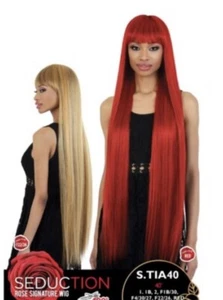 "Peluca larga recta S.Tia40 MOTOWN TRESS CON FLEQUILLO LATERAL OL 40"" Negra 1B" - Imagen 1 de 3