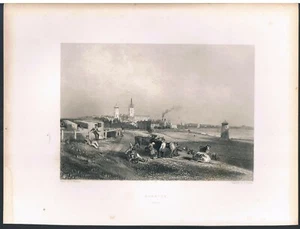 PUERTO GRABADO ACERO DE HARWICH C1842 - Imagen 1 de 1