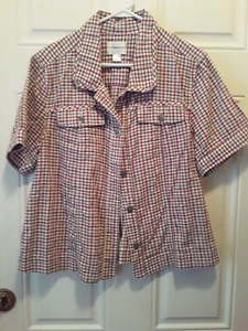 Christopher & Banks Mujer Talla XL Rojo/Verde Algodón Camisa Chaqueta DW366 - Imagen 1 de 3