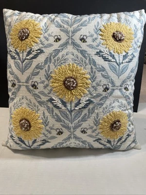 Rachel Ashwell The Farmhouse Shabby Chic Bee’s & Yellow Knit Sunflower Pillow - Image 1 of 4