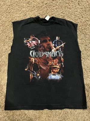 Vintage Y2K Cutoff Godsmack Smack This! Camiseta Tour Preta Extra Grande Etiqueta Gigante 2000 - Imagem 1 de 4