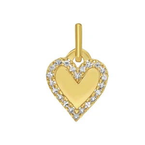 14K Yellow Gold Diamond Cut Heart Charm Pendant - Picture 1 of 1
