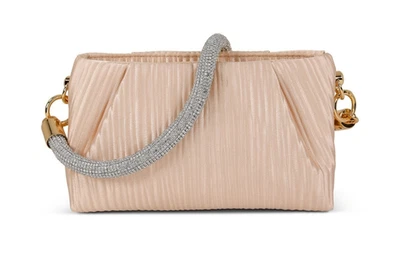 Bolso sin asas Jewel Badgley Mischka para mujer Zoe satinado jacquard champán plateado Foto 1 de 4