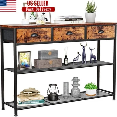 Mesa consola entrada con 3 cajones de tela nuevo estante de almacenamiento multifuncional Foto 1 de 4