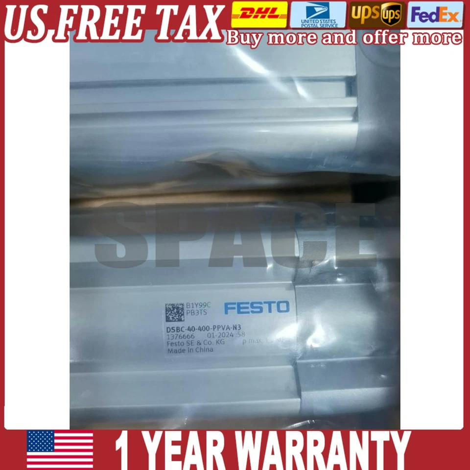 US FREE TAX NEW Festo DSBC-40-400-PPVA-N3 1376666 Cylinder - Image 1 of 4