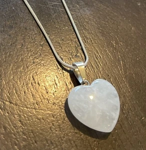 Clear White Stone Heart Pendant 16” Necklace Charm 925 Sterling Silver Jewelry - Picture 1 of 9
