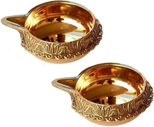 Brass Kuber Diya Oil Lamp Deepak 5cm For Hindu Pooja Puja Temple Diwali Gift - Picture 1 of 35