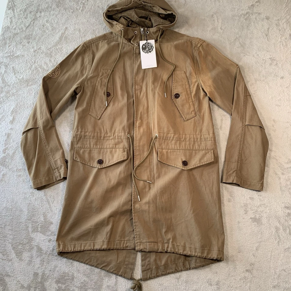 Bonita Chaqueta Parka Verde Para Hombre S Abrigo Marrón Terrazas Informal Cola de Pescado Cassette Foto 1 de 4