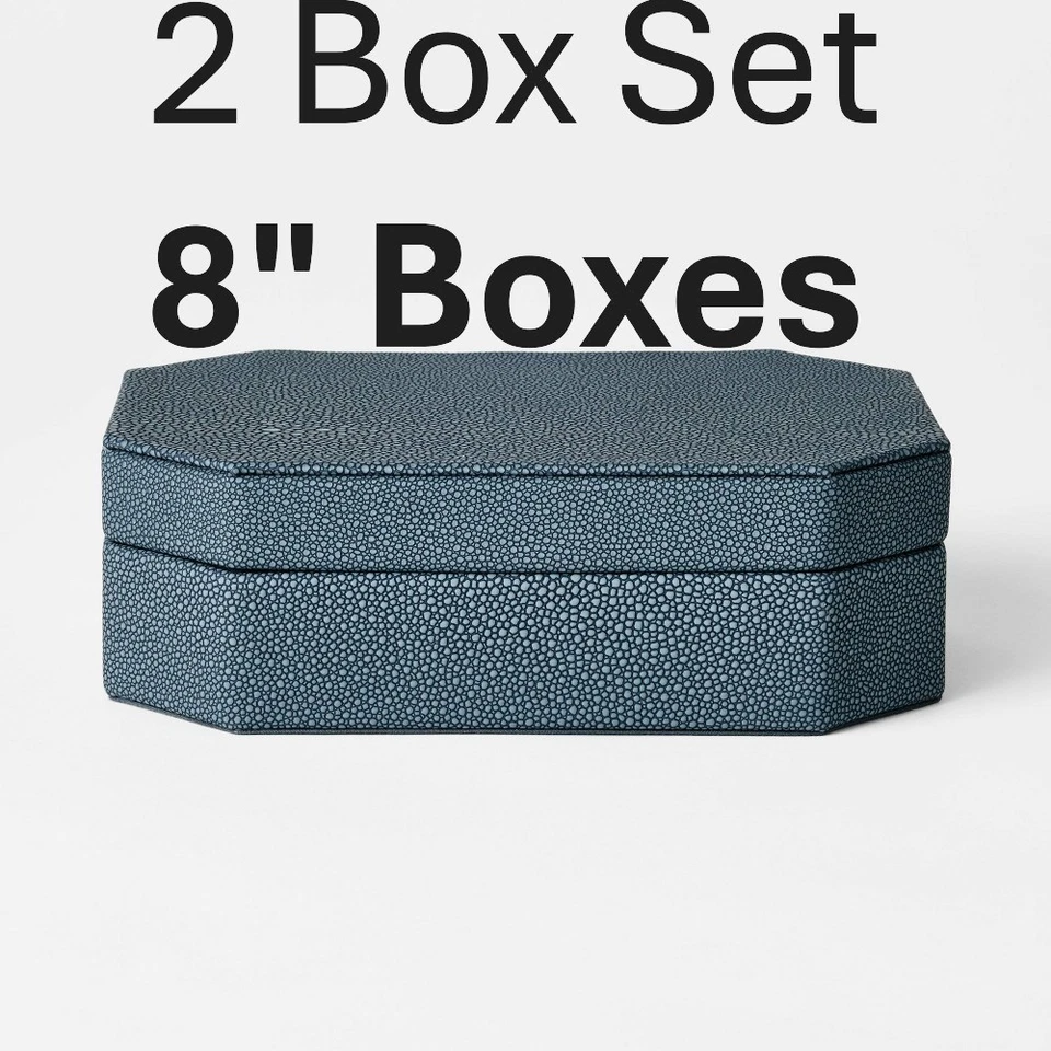 2" FAUX SHAGREEN BOX Blue STUDIO MCGEE Threshold Target HOME DECOR