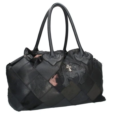 Chrome Hearts TOTE W SNP 3CEME 3 Cemetery Tote Leather Material Tote Bag (Black - Image 1 of 4