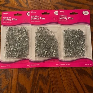 SAFETY PINS (525 total) ASSORTED SIZES SILVER TONE VARIETY PINS 3 Packs of 175 - Picture 1 of 2
