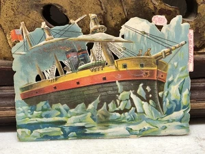 Ship Breaking Ice - Victorian Die Cut Scrap - L44 - Bild 1 von 4