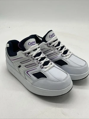 Curves for Women Sneakers Ladies Fitness Shoes Size 8 White Purple Blue Leather - Image 1 of 4