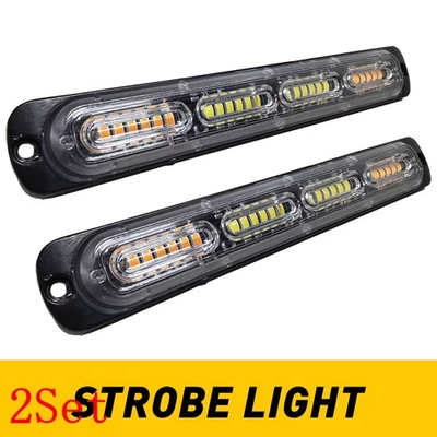 Barra de luz estroboscópica baliza intermitente de peligro de advertencia de 24 LED ámbar/blanco para automóvil camión Foto 1 de 4
