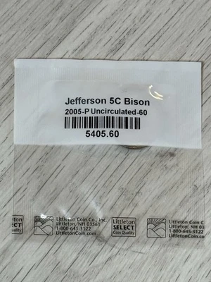 2005 P Jefferson 5C Bison Nickel ~ Uncirculated Sealed - Image 1 of 2