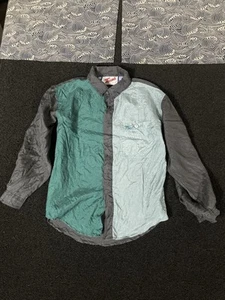 vintage KIDS shirt color block long sleeve multicolor large Silk touch L - AB177 - Picture 1 of 21