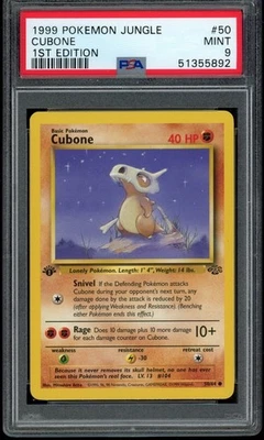 1999 Pokemon Jungle Unlimited 1st Edition Cubone #50 50/64 PSA 9 Fresh Grade! - Image 1 of 4