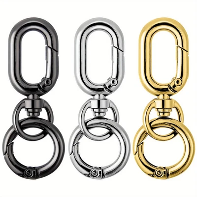 2pcs Double Opening Swivel Clasp Clips Key Chain Clip with Key Ring for DIY Keys - Image 1 of 4