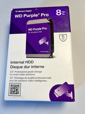 New WD Purple Pro 8TB 7.2K SATA 6Gb/s 3.5'' Surveillance HDD WD8002PURP-SPC9JYO - Image 1 of 3