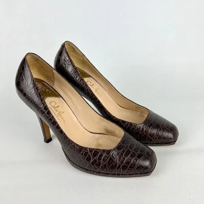 Zapatos de salón Cole Haan para mujer Carma Air marrón cocodrilo cuero en relieve talla 9B Foto 1 de 4