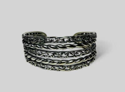 Carolyn Pollack Sterling 925 Silver 5 Row Textured Cuff Bracelet 6.5 in - Image 1 of 4