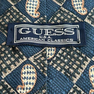 Vintage Guess Blue Paisley and Geometric Silk Tie Made in USA - Guess Jeans - Picture 1 of 6