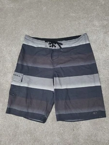 Oniell Board Shorts Mens Size 34 Waist Gray White Striped Swim Surf Bottoms - Picture 1 of 9