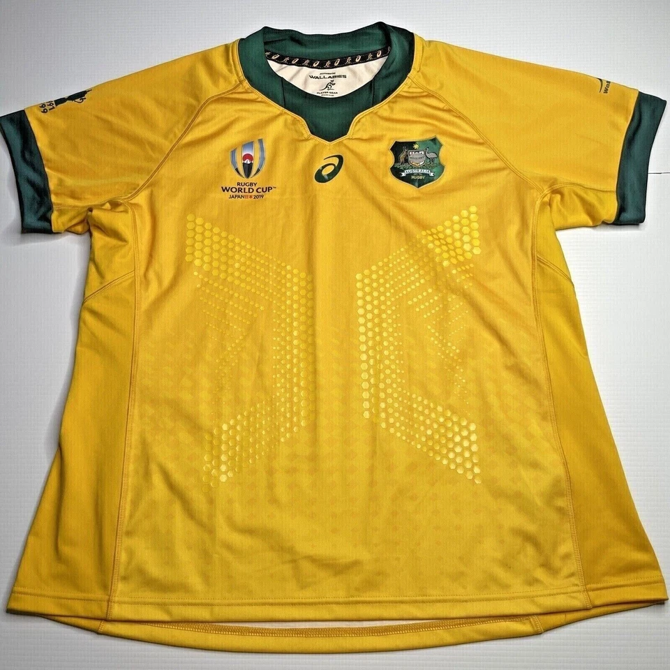 Camiseta deportiva amarilla Asics Wallabies Rugby World Cup Japón 2019 para mujer talla 2XL Foto 1 de 4
